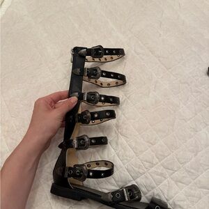 Black Strappy Buckle Sandals Gladiator